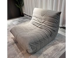 zipsofa –Togo-stijl 1-zits Luie Bank – Mode vrijetijdsbank, Vrij Te Combineren, Geen Montage Nodig, Ergonomisch Ontwerp, Tot 150 kg Belastbaar, 80 × 100 × 72 cm，lichtgrijs Ribfluweel