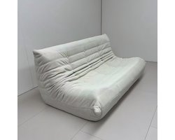 zipsofa –Togo-stijl 3-zits Luie Bank – Mode vrijetijdsbank, Vrij Te Combineren, Geen Montage Nodig, Ergonomisch Ontwerp, Tot 350 kg Belastbaar, 160 × 100 × 72 cm，gebroken wit