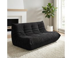 Zipsofa Togo-style 3-zits luie bank in zwart ribfluweel – Modulaire vrijetijdsbank, vrij te combineren, ergonomisch ontwerp, draagvermogen 350 kg, afmetingen 160×100×72 cm, montagevrij.