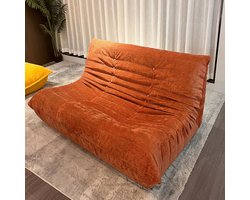 Zipsofa Togo vloerstoel 2-zits fauteuil – chenille oranje – 130 x 100 x 72 cm – ergonomisch & montagevrij