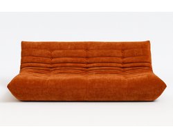 Zipsofa Togo vloerstoel 3-zits fauteuil – chenille oranje – 160 x 100 x 72 cm – ergonomisch & montagevrij
