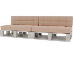 Zit- en rugkussens voor pallets - Set van 2 (120x80 cm + 120x40 cm) in Beige, ideaal voor tuinmeubelen en loungesets