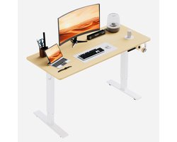 Zit-sta bureau 110 x 60 cm, Elektrisch in hoogte verstelbaar bureau, met geheugenfunctie en anti-botsingstechnologie, Stevig en Duurzaam, Stille Motor, Hoogte 70-117cm
