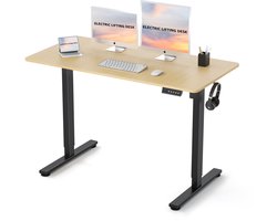 Zit-sta bureau - 120 x 60 cm - Elektrisch Verstelbaar 70cm-116cm - met Anti-botsing technologie - Geheugenfunctie - Houtkleur.