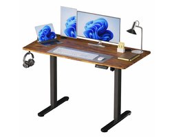 Zit sta bureau - 140 x 60 cm - hoogte verstelbaar - bruin-zwart