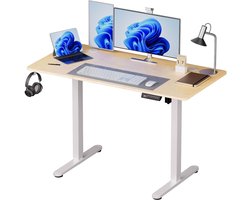 Zit sta bureau - 160 x 60 cm - hoogte verstelbaar - natuur-wit