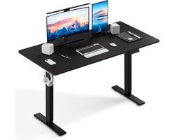 Zit-sta bureau 160 x 80 cm, Elektrisch in hoogte verstelbaar bureau, met geheugenfunctie en anti-botsingstechnologie, Stevig en Duurzaam, Stille Motor, Hoogte 70-117cm