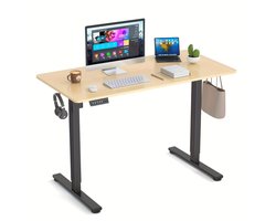 Zit Sta Bureau – Elektrisch Bureau – In Hoogte Verstelbaar – Sta Bureau – Workstation – Stil Motor Geluid 45dB – Groot Wit Houten Werkblad 120x60 cm