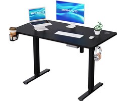 Zit-sta bureau elektrisch verstelbaar 120x60cm, Geheugenfunctie en anti-botsing, USB-A en TYPE C Poorten, Verstelbare Hoogte (Zwart)