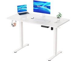 Zit-sta bureau elektrisch verstelbaar 140x70cm, Geheugenfunctie en anti-botsing, USB-A en TYPE C Poorten, Verstelbare Hoogte (Wit)