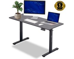 Zit Sta Bureau Elektrisch Verstelbaar - Incl. Geheugen Standen - Incl. Kabelgoot - 140 x 60 cm - Mat Zwart