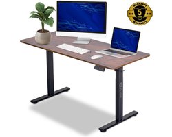 Zit Sta Bureau Elektrisch Verstelbaar - Incl. Geheugen Standen - Incl. Kabelgoot - 140 x 60 cm - Rustic Bruin
