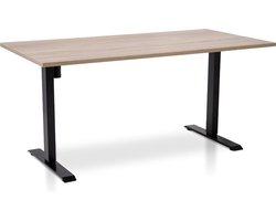 Zit-sta bureau elektrisch verstelbaar - MRC EASY | 160 x 80 cm | inclusief stekkerdoos en kabelklemmen | frame zwart - blad midden eiken