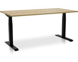 Zit-sta bureau elektrisch verstelbaar - MRC PRO NEN-EN 527 | 180 x 80 cm - frame zwart - robuust eiken | Memory functie met USB | 150kg draagvermogen