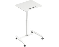 Zit-sta Bureau met Kantelbaar Tafelblad, Veiligheidsstop & 4 Wielen - Verrijdbaar it Sta Bureau - In Hoogte Verstelbaar 75-114 cm - Computerbureau - Computer Tafel - Bureautafel - Desk - Game Bureau - Wit