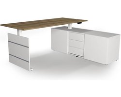 Zit sta bureau Move-3 eiken 180cm elektrisch met archiefkast