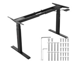 Zit-sta Bureau Onderstel - Elektrisch Bureauframe - Dubbele Motor - Verstelbare Hoogte 65-129 cm - Verstelbare Breedte 110-178 cm - Geheugen 3 Standen - Alleen Frame - Zwart