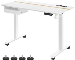 zit sta bureau - zit sta bureau elektrisch met wielen - memoryfunctie met 4 hoogtes - traploos verstelbaar - WIT - 60 x 120 cm