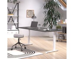 Zit-stabureau Hermoso | 160 x 80 x 68-91 cm | Handmatig verstelbaar | Zwart-witdesign - Germania - Bureautafels - Wit; Zwart - Metaal; Spaanplaat