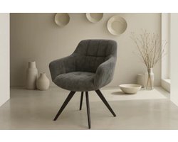 Zita Home - Draaibare - eetkamerstoel Beauty - Antraciet - metaal onderstel - dutch