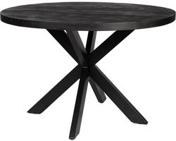 Zita Home - eettafel - 100cm rond - volledig zwart - met zwart metalen onderstel - Dutch