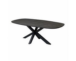 Zita Home eettafel 220 Deens ovaal volledig zwart met metalen onderstel DUTCH