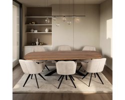 Zita Home eettafel 240cm Deens mango ovaal met zwart metalen onderstel DUTCH