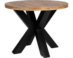 Zita Home eettafel rond 100cm massiefhout met extra dik frame