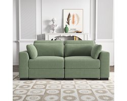 Zitbank 2 zits - Corduroy - 70 Inch Sofa voor de woonkamer met 4 kussens, extra comfortabele corduroy cloud couch sectie met armleuningen, loveseat sofa voor slaapkamer, appartement, kantoor in Groen