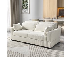 Zitbank 2 zits - Corduroy - 70 Inch Sofa voor de woonkamer met 4 kussens, extra comfortabele corduroy cloud couch sectie met armleuningen, loveseat sofa voor slaapkamer, appartement, kantoor in beige