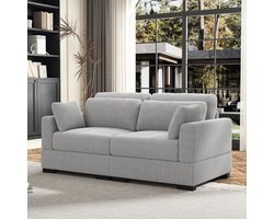 Zitbank 2 zits - Corduroy - 70 Inch Sofa voor de woonkamer met 4 kussens, extra comfortabele corduroy cloud couch sectie met armleuningen, loveseat sofa voor slaapkamer, appartement, kantoor in grijs