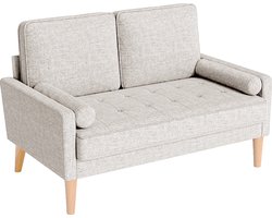 Zitbank 2 zits - Linnen - Beige - Met Kussens en Armleuningen - Compacte Bank voor Woonkamer, Kantoor of Appartement - 121x77x87 cm