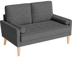Zitbank 2 zits - Linnen - Donkergrijs - Met Kussens en Armleuningen - Compacte Bank voor Woonkamer, Kantoor of Appartement - 121x77x87 cm