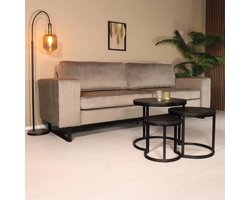 Zitbank Alba 3-zits grijs velvet bank stof bankstel zetel