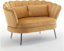 Zitbank Anna 2 zits bank velvet goud bankstel 140cm stof incl. 2 kussens zetel