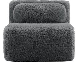 Zitbank - Armless Sofa Met Kussen - Voor Woonkamer, Slaapkamer En Leeshoek - Pluche - Grijs