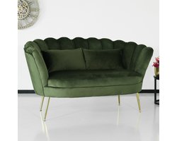 Zitbank Belle 2 zits donkergroen 135cm stof bankstel incl. 2 kussens bank zetel