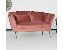 Zitbank Belle 2 zits velvet oud roze bankstel 135cm stof incl. 2 kussens bank zetel