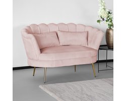 Zitbank Belle 2 zits velvet roze bankstel 135cm stof incl. 2 kussens bank zetel