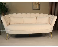 Zitbank Belle 3 zits velvet crème 180cm stof bankstel zetel