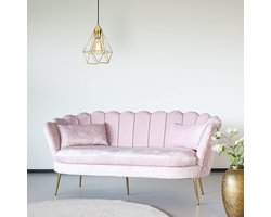 Zitbank Belle 3 zits Velvet roze bankstel 180cm stof bankstel incl. 3 kussens bank zetel
