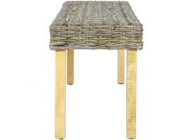 Zitbank, eetkamerbank, bank, keukenbank, rotanbank, halbank, 110 cm, natuurlijk kubu-rotan en massief hout mango