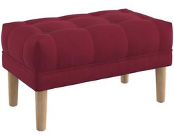 Zitbank Gestoffeerd - Voetenbankje Halbank - Extra Zitting Creëren - Knooptufting Design - 80 cm Breed - Wijnrood