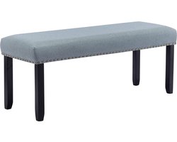 Zitbank, hal, gestoffeerde bank met linnen bekleding, make-upbank, bedbank, voetenbank met houten poten, voor eetkamer, woonkamer, slaapkamer, groen