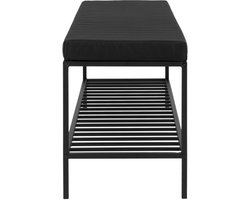 Zitbank met Opbergplank & Kussen – Zwart | Schoenenrek met zitplek