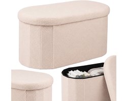Zitbank met opbergruimte - 38x76x38 cm - teddy - beige