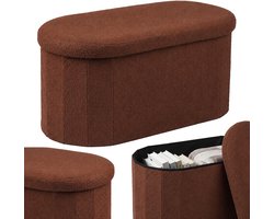 Zitbank met opbergruimte - 38x76x38 cm - teddy - donkerbruin