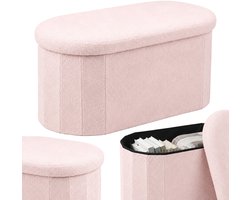 Zitbank met opbergruimte - 38x76x38 cm - teddy - roze