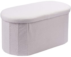 Zitbank met opbergruimte - 38x76x38 cm - teddy - wit