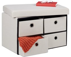 zitbank met opbergruimte - 4 lades - deksel - 39 x 60 x 38 cm - halbank